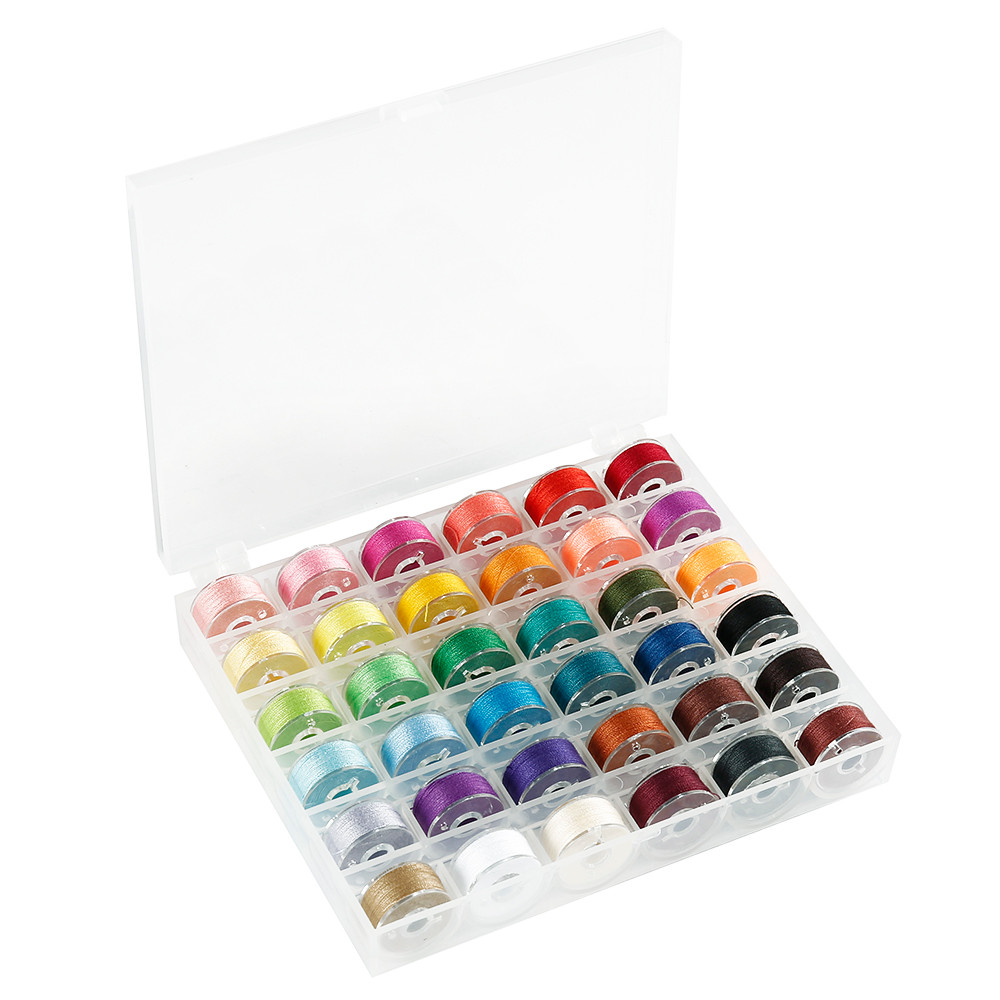 36Pcs Leather Sewing Thread Kit Prewound Bobbin Thread for Multiple Sewing Machine Standard Size Ass