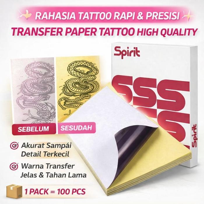 Kertas TattoCetakGambarTransfer Paper Thermal Stencil Tattoo ArtPrintGrosir A4 1 Pack Isi 100 Pcs
