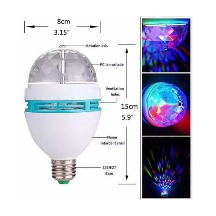 "New" Lampu Disko LED Lampu Disco Full Colour Warna Warni Lampu Rotasi Mini Bar Cafe Bohlam