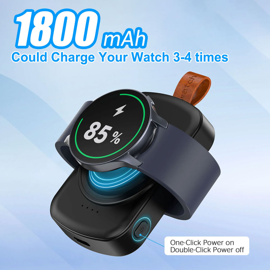 1800mAh Magnetic Wireless Portable Watch Charger for Samsung Galaxy Watch 8/7 Classic 5/4 Pro/3