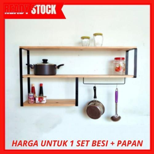 Rak Tempel Dinding Ambalan 3 Susun Rak Penyimpanan Bumbu Dapur / Rak Bumbu Dapur 3 Susun Serbaguna