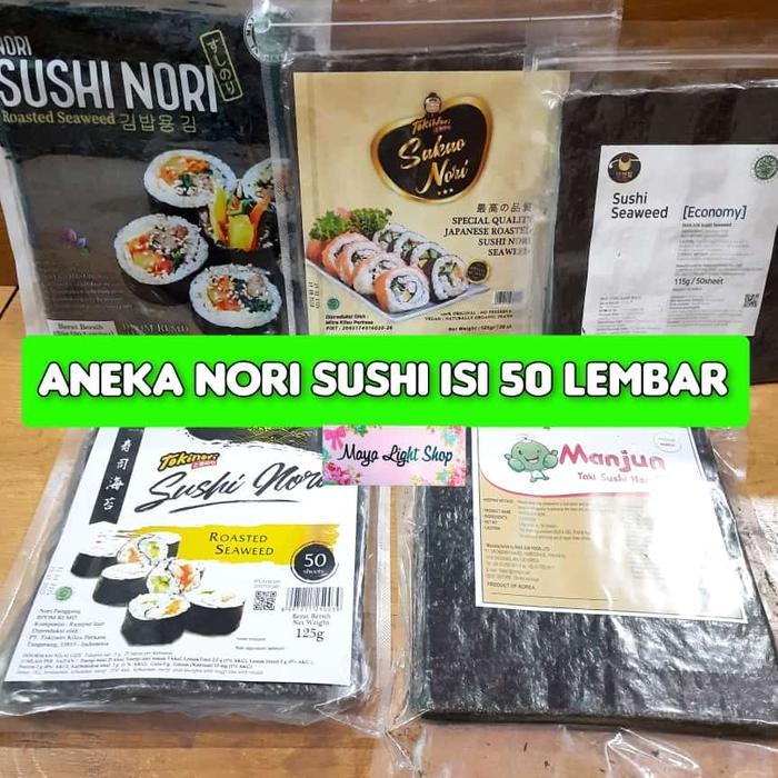Nori 50 Lembar Rumput Laut Sushi Halal Driedseaweed Rumput Laut Kering Bahan Sushi Terlaris