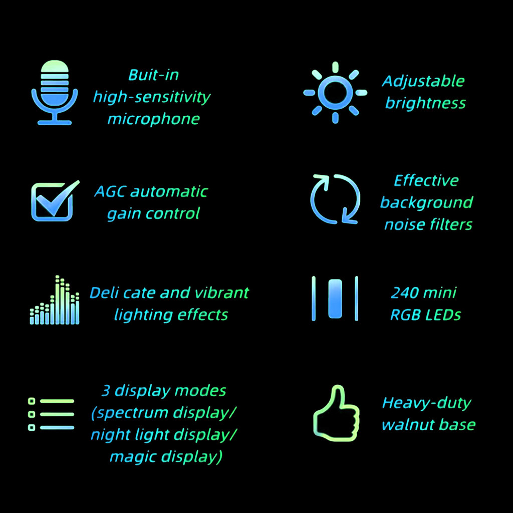 LED Music Spectrum Display Home Audio Analyzer High Sensitivity Music Rhythm Light Bar with 12 Light