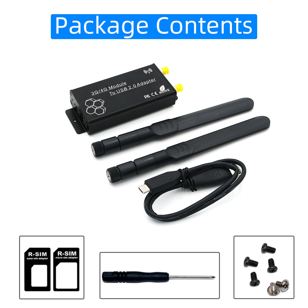 NGFF(M.2) TO USB 2.0(TYPE C) ADAPTER WITH SIM CARD SLOT AND AUXILIARY POWER INTERFACE FOR WWAN/LTE