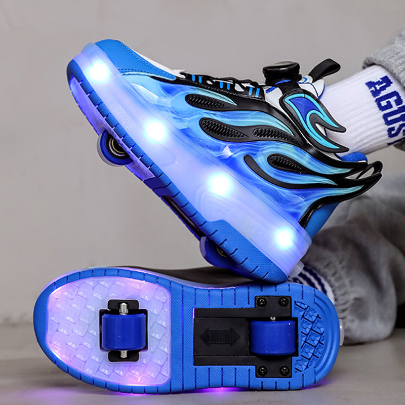 Shoe with Wheel Speed Inline Powerslide Skate Shoes Kids Roller Skates Rolling Wheeled Shoes