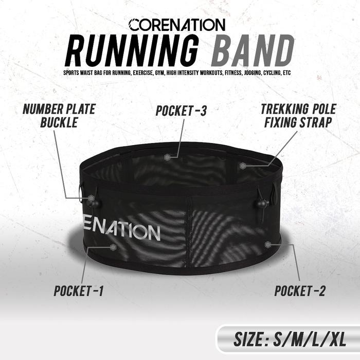 Eiger - Running Band Unisex - Tas Pinggang Lari Trail Marathon Multipocket Waist Running Belt
