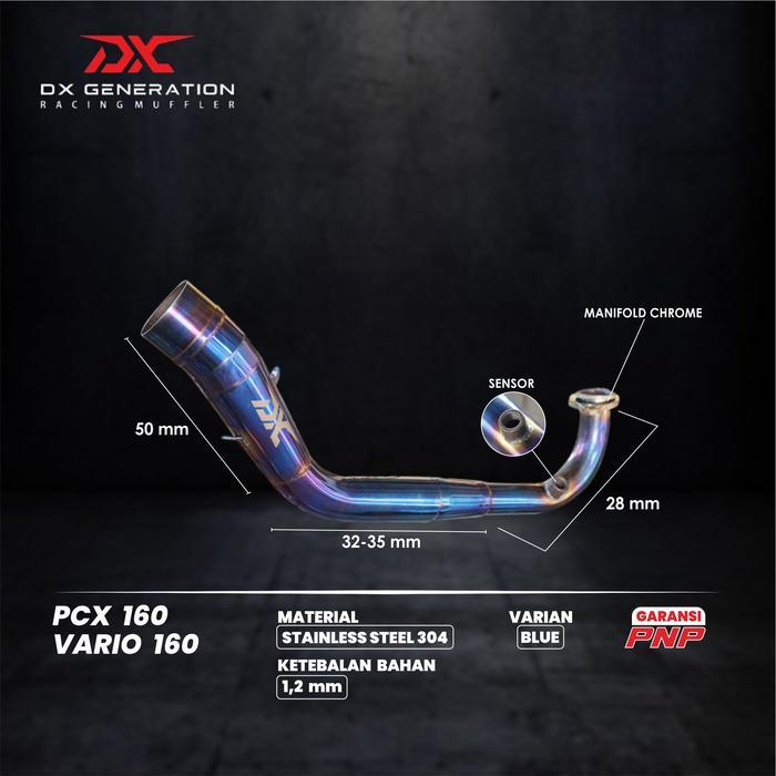 Header Knalpot Pcx 160 Glossy/Biru Dx Generation Racing
