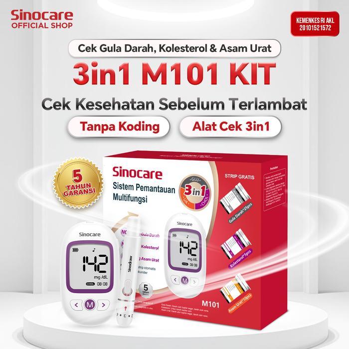 Omron - No ing M101 Alat 3in1 GCU Cek Gula Darah Kolesterol & Asam Urat Tanpa Koding 3 in 1 Kit 3