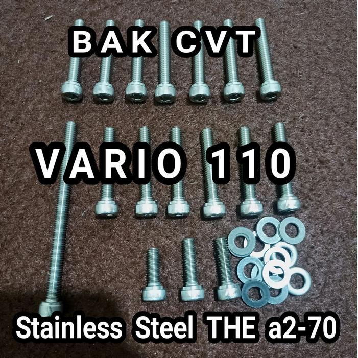 Baut Blok Cvt Vario 110 Set L Stainless #Gratisongkir