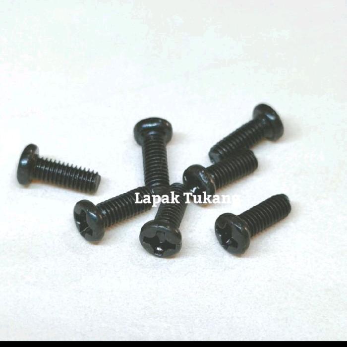 20pcs Baut Hitam M3 Philips Panjang 3mm hingga 16mm
