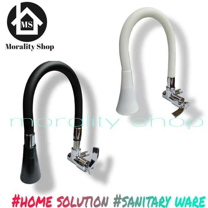 Onda Bath - Kran Dapur Cuci Piring Minimalis Hitam / Putih Leher Angsa Fleksibel Kepala Teerompet