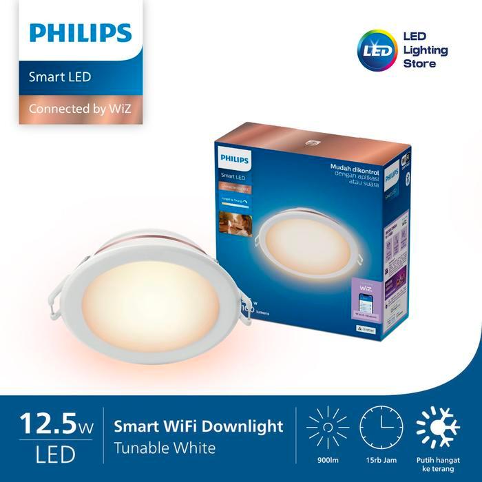 Lampu Panel/Plafon Philips 12.5 12,5W Watt Smart LED Downlight - Tunable White (Kuning ke Putih)