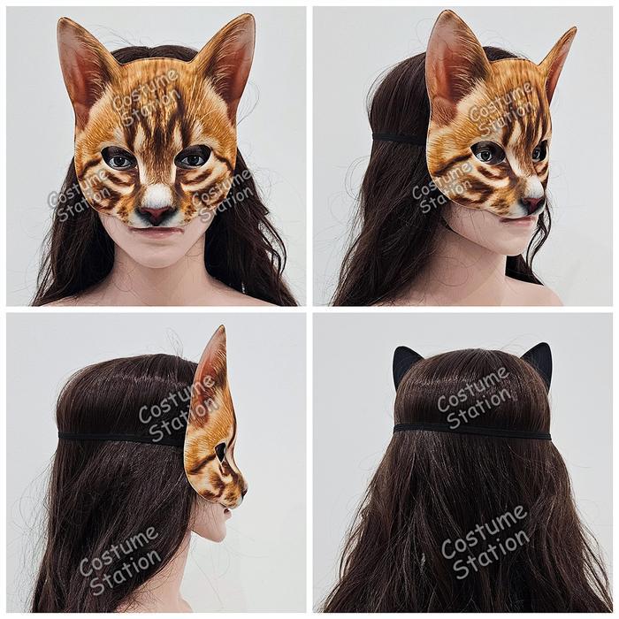 Topeng Kucing Hewan Binatang Pesta Masker Wajah Orange