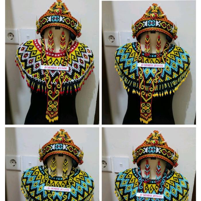aksesoris manik-manik aksesoris baju adat dayak kostum tradisional dayak Kalimantan baju adat dayak