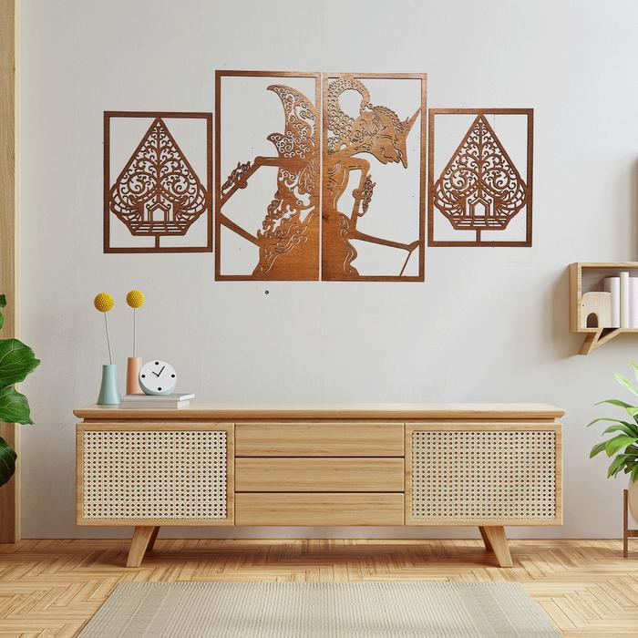 hiasan dinding kayu motif wayang arjuna hiasan dinding ruang tamu