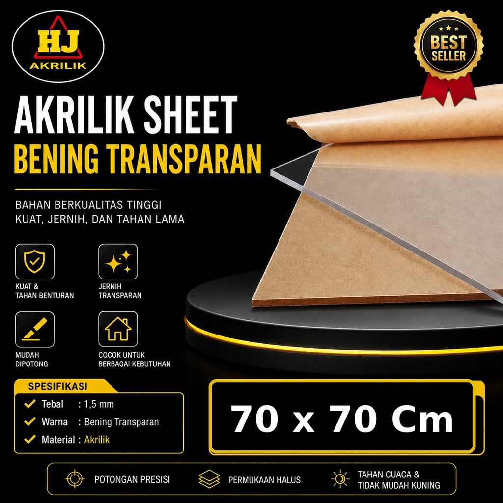 Akrilik 1,5mm Bening 70 X 70 Cm Akrilik Lembaran