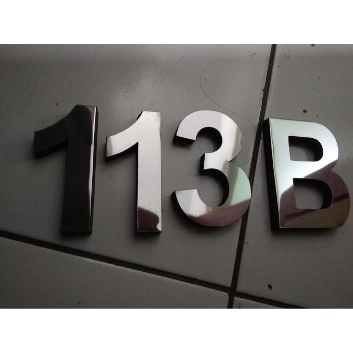 "New" Nomor huruf stainless spon tinggi 12cm