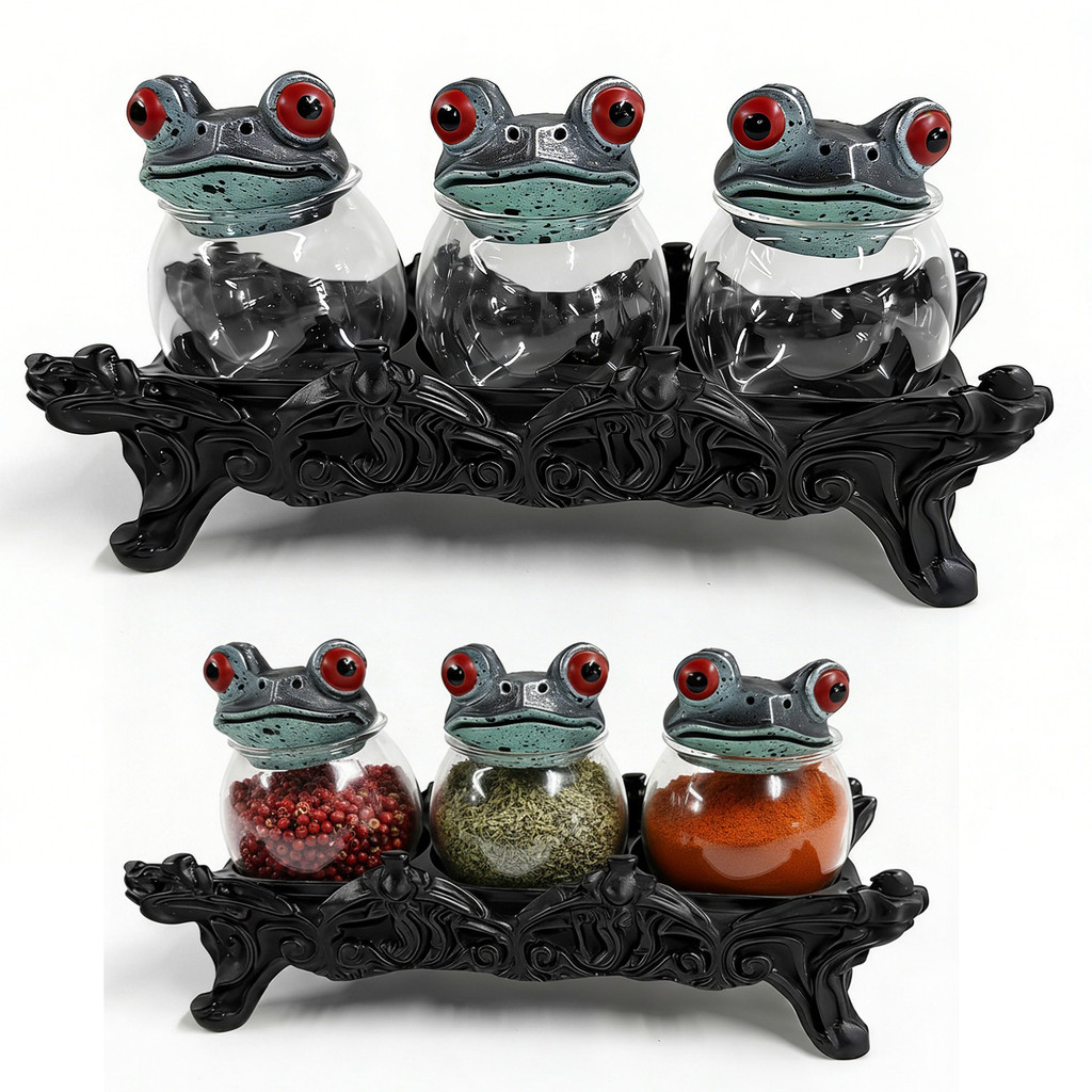 Handcrafted Witchy Frog Apothecary Spice Jars Empty Clear Seasoning Jars Spice Containers Seasoning