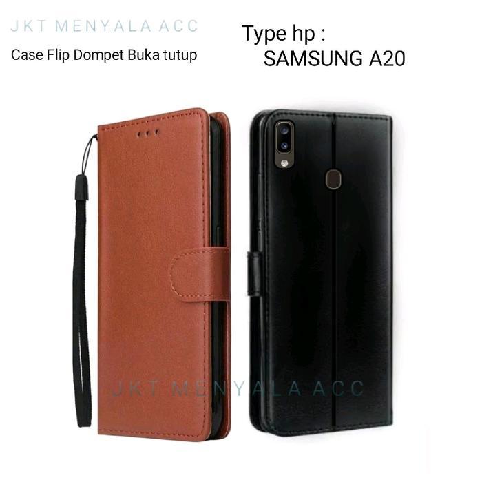 Case Untuk Samsung A20 Flip Cover Wallet Leather Casing Dompet Kulit ( Case Untuk Samsung A20 ) Slot