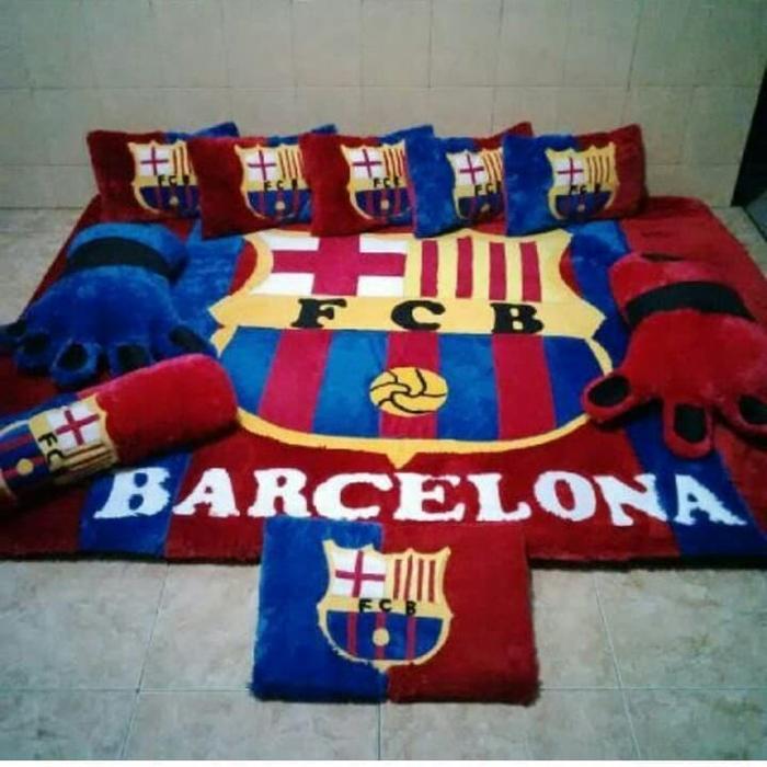 karpet set karakter TEBAL 7CM / motif club bola / karpet bulu