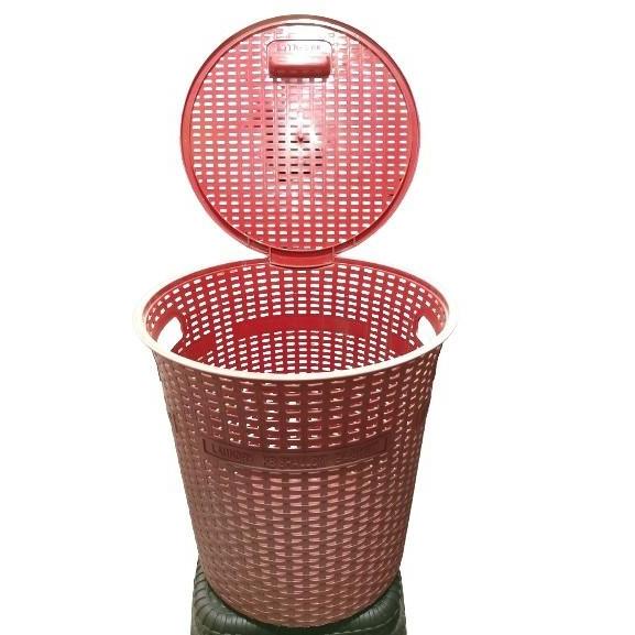 3 PCS Keranjang baju bulat / Keranjang pakaian laundry / Keranjang baju bulat tutup plastik /