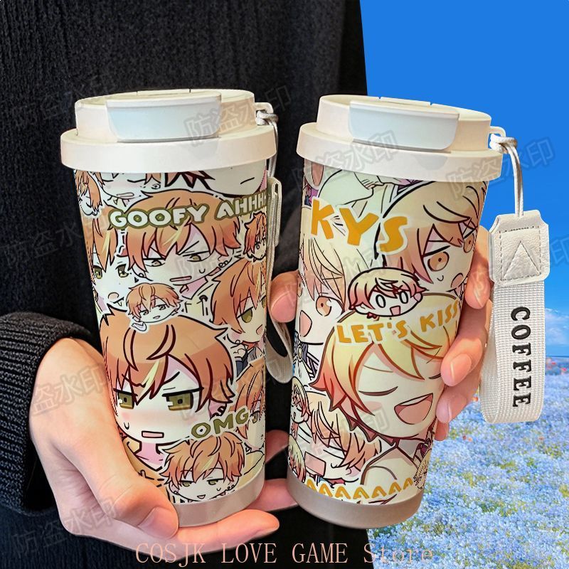 Anime Shinonome Akito 316 Stainless Steel Water Bottle Water Cup Anime Coffee Straw Water Cup Large