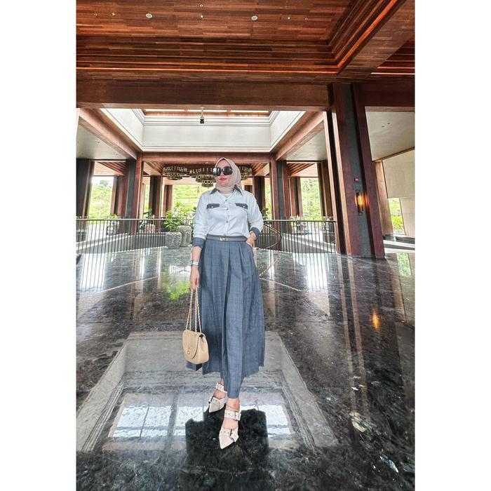 zen Set Mischa - Setelan Rok Houndstooth Mix Shakila - One Set Premium Bawahan Muslim