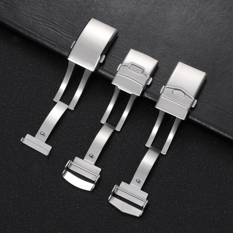 Watch Clasp 18mm 20mm 22mm Silver Folding Safety Milled Clasp for Seiko Replacement 316L Stainless