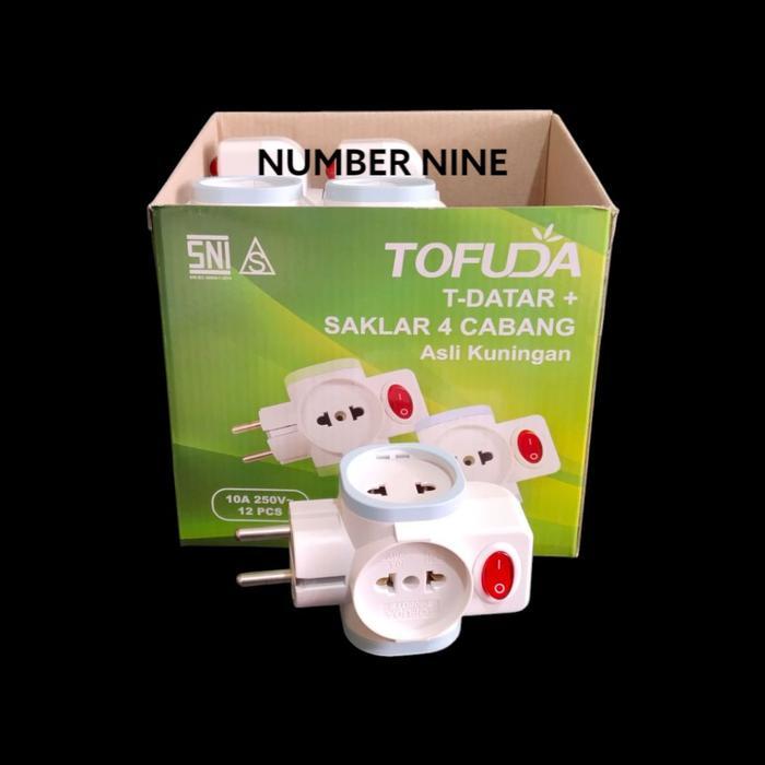 Broco - (Paket Isi 12) Tofuda Steker T Datar + Saklar 4 Cabang