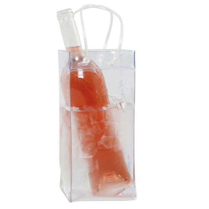 Ice Bag Wine Beer Champagne Bucket Drink Bottle Cooler Chiller Foldable Carrier PVC Ice Wine Bag