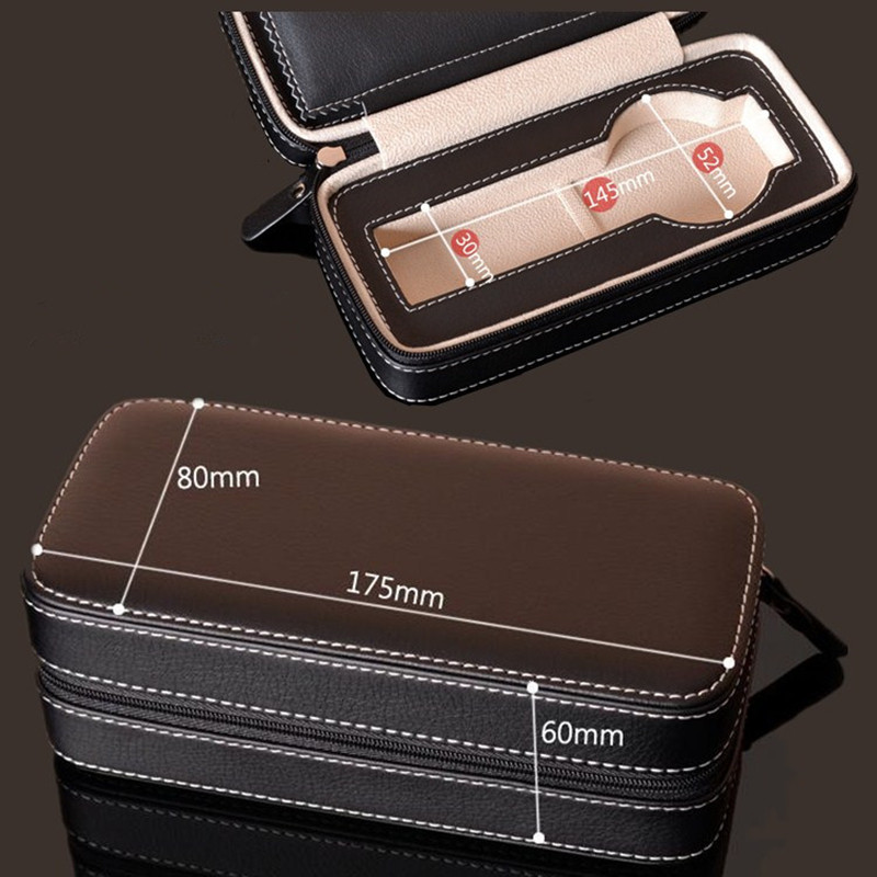 2 Slots Leather Watch Box Organizer New Watch Display PU Watch Case Storage Box Travel Watch Box