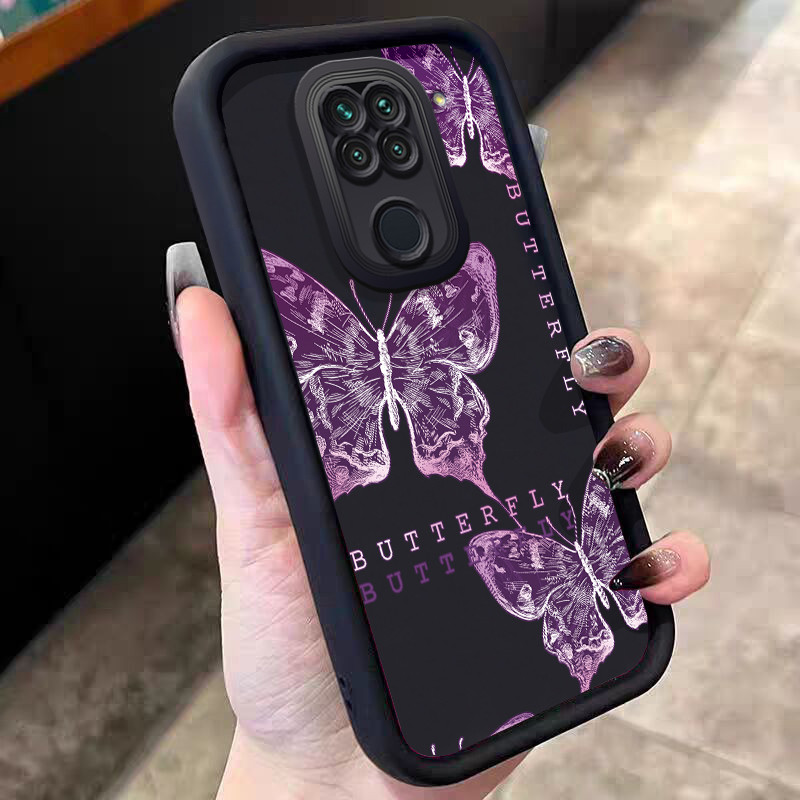 Casing Hp untuk Xiaomi Redmi Note 9 4G 10X Case Purple metallic butterfly Kasing silikon Cesing Soft