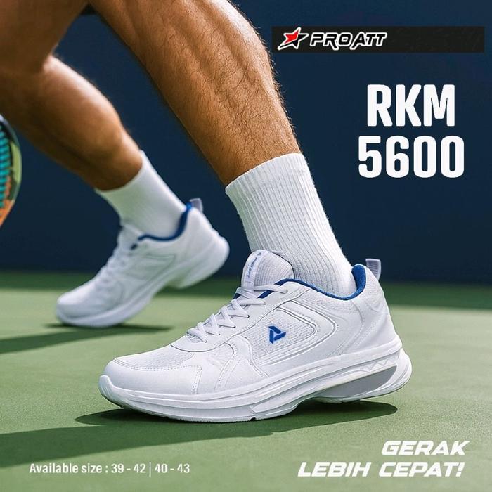 PRO Att Sepatu Olahraga Sport Pria Putih Karet Press Eva Shoes Badminton Wanita Size 39-43 ProAtt