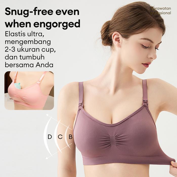 Angelmommy Set Bra Bersalin Set Bra Menyusui Bra Tanpa Kawat Celana Dalam Bersalin Katun Nyaman