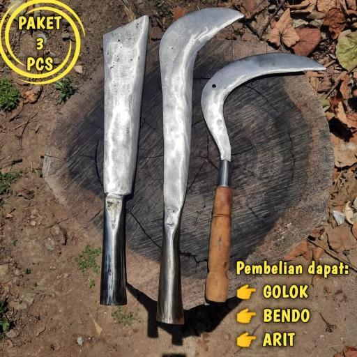 Arit Golok Kerja Kampak 3pcs Tebal Parang Per Bladok Pemotong Kayu