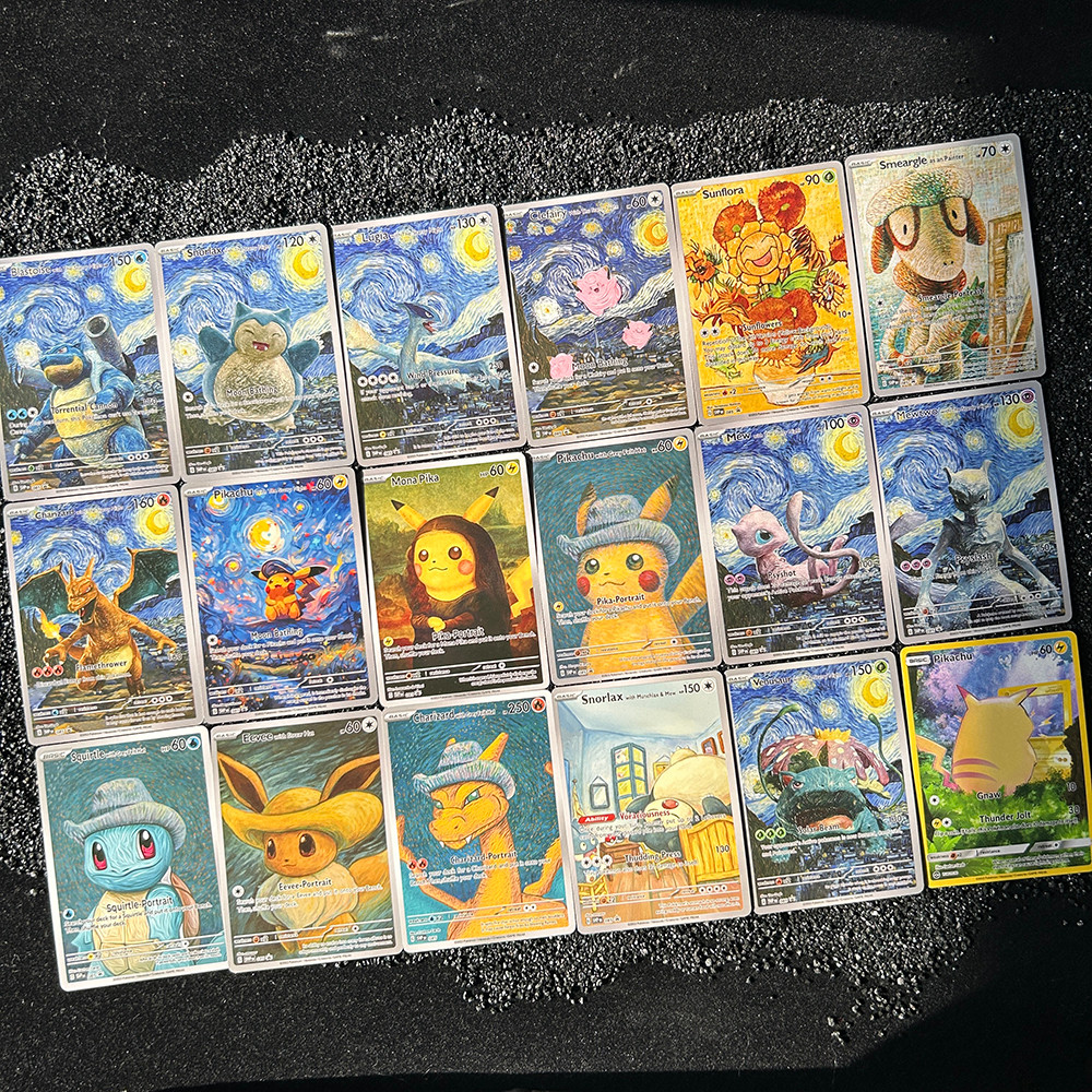 DIY PTCG 2023 SVP EN VAN GOGH PICHU GREY FELT HAT MEWTWO Charizard ACG Card Self Made Hobby Hobbies