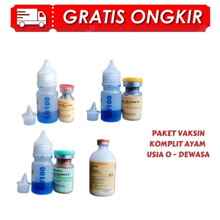 Promo Paket Vaksin Komplit Ayam 0-Dewasa (La Sota 100+Nd Clone 100+Gumboro A 100+Nd Emulsion 100 Ml)