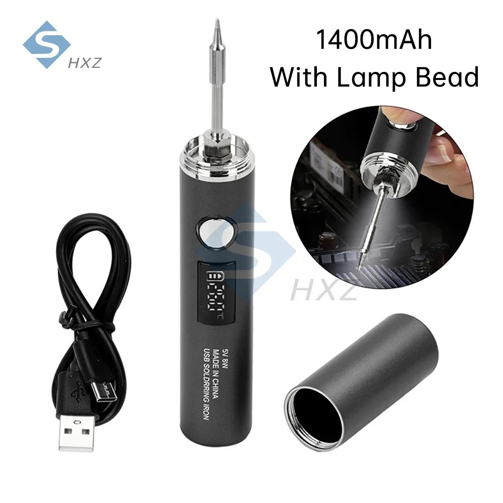 1400Mah Usb-C Soldering Iron Fast Heating Portable Electric Iron Replaceable Tip 260~420 5
