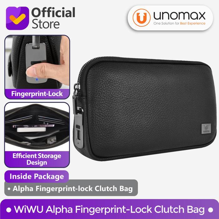 Clutch Bag WiWU Alpha Fingerprint Lock Anti-Theft Accessories Gadget Storage Organizer *