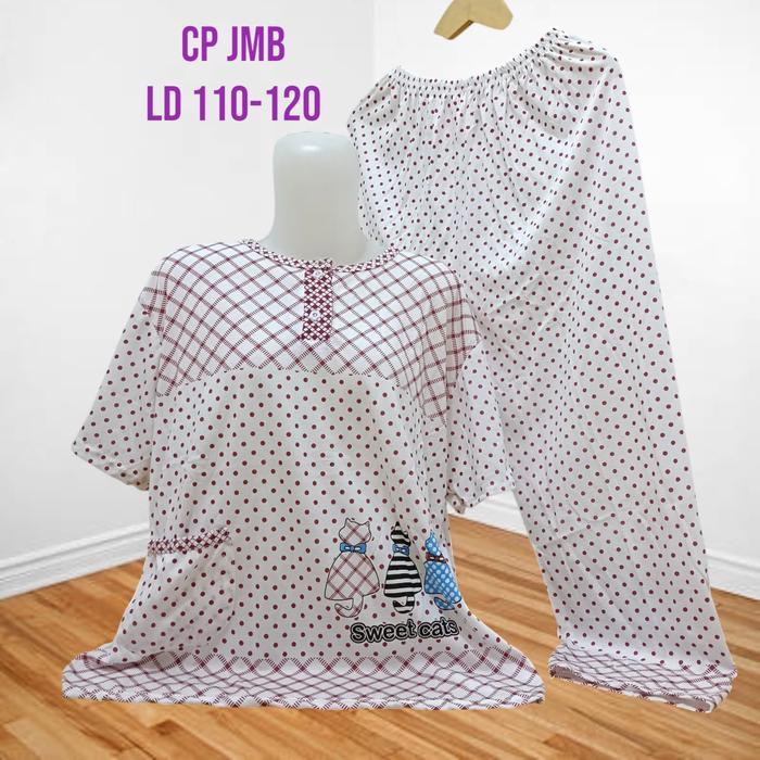 VICTORY17- Setelan Baju Tidur Kaos Jumbo Big Size Babydoll Celana Panjang Wanita 3XL LD