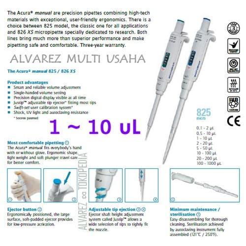 Socorex Micropipet Tipe 1 - 10 Ul Variable Acura 825 Gercep