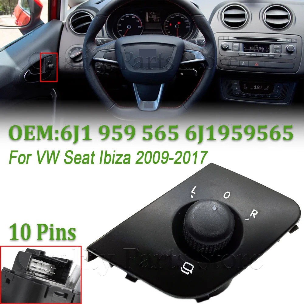 FOR VW SEAT IBIZA 2009-2015 NEW HEATED MIRROR ADJUST SWITCH REAR VIEW MIRROR FOLDING CONTROL KNOB