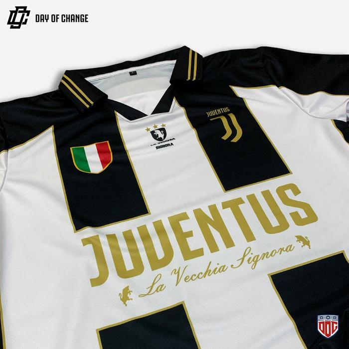 Doc Apparel Juve Retro Gold V2 Jersey Bola Premium Dryfit Milano Cool Fit Oversize Vintage Rugby Nfl
