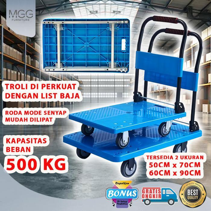 MGG Furniture Troli Lipat Trolley Barang 500 KG Kapasitas Beban Besi Baja List Roda Senyap Desain