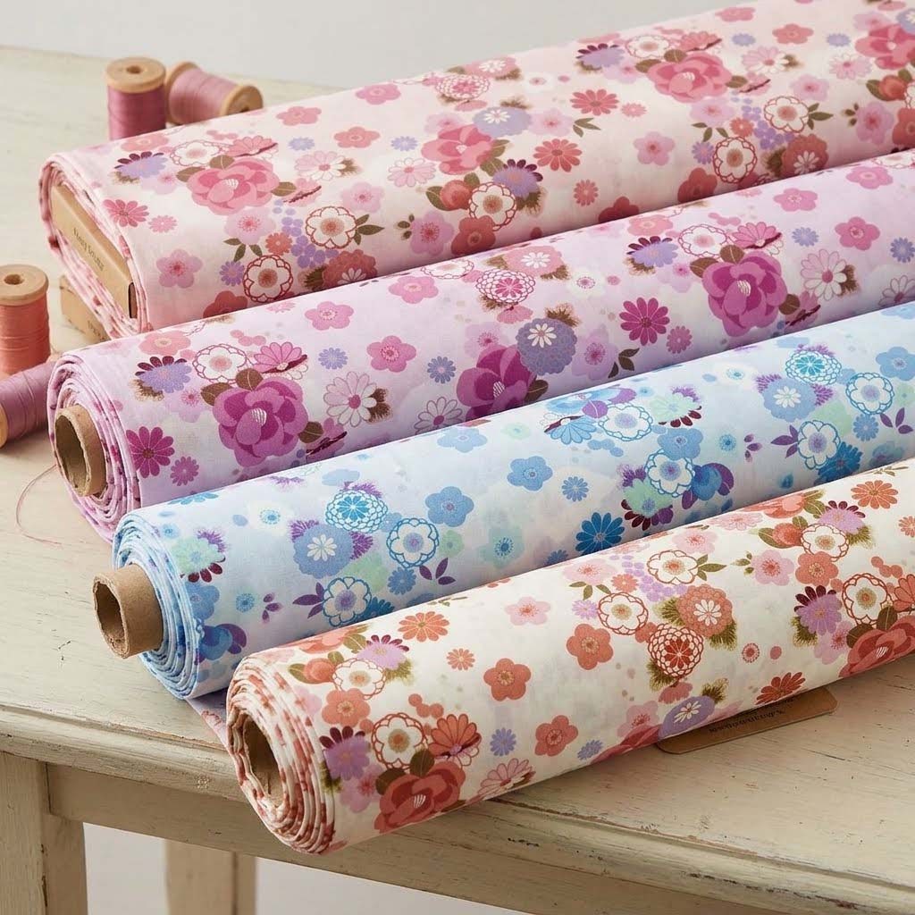 Kain Katun Jepang Motif Sakura Jepang Original Premium – Motif Bunga Sakura Klasik Meteran 1 Meter