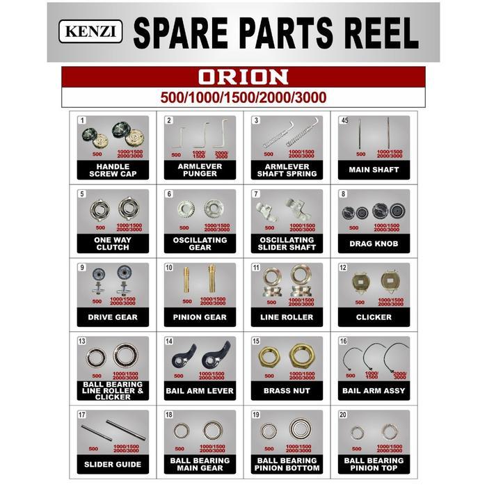 SPAREPART REEL KENZI ORION 500 1000 1500 2000 3000 - Part Reel 16. BAIL ARM ASSY Ukuran 1500/2000
