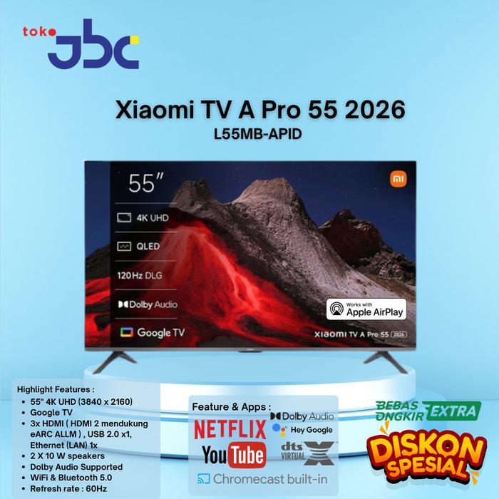 PROMO Xiaomi Mi TV A Pro 2026 55 Inch 4K UHD Dolby Vision HDR 10 Android Smart google TV - A pro 202