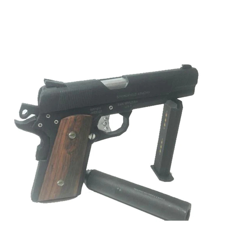 3D Paper Model Guns Hitman US Colt M1911 Pistol 1:1 Scale Weapons