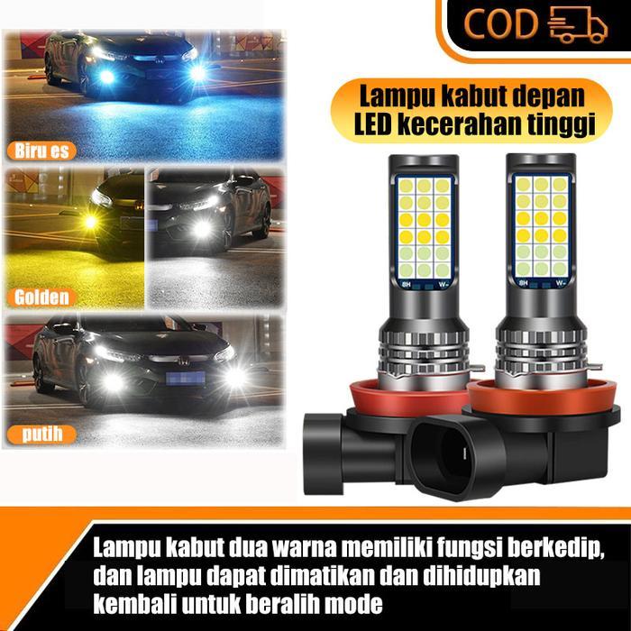Foglamp Led Mobil 12-24V 1H8 H9 H11 Super Terang Foglamp 1 pcs/2pcs Two Color Foglamp Mobil