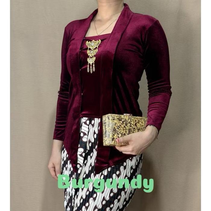 New Kebaya Bludru Kutu Baru Polos Premium Melar Strait Adem Baju Kebaya Pengantin Prewed Prewedding